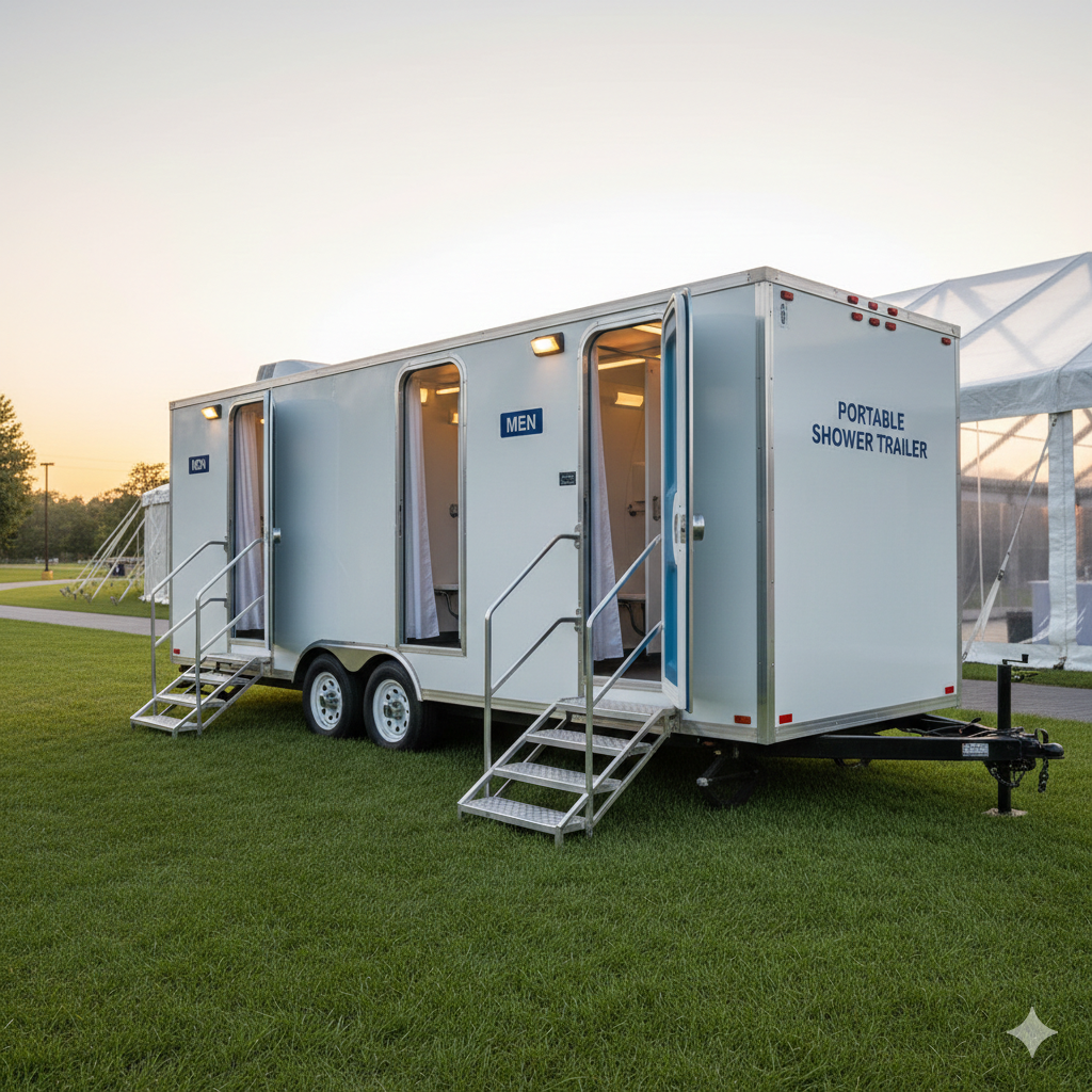 Portable Shower Trailer - Professional portable restroom rental service